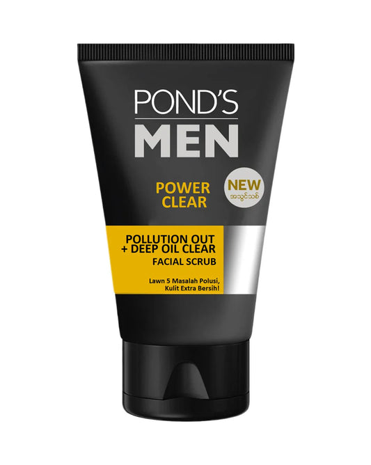 Pond's Men Power Clear Pollution Out + Deep Oil Clear Facial Scrub, 100 ml