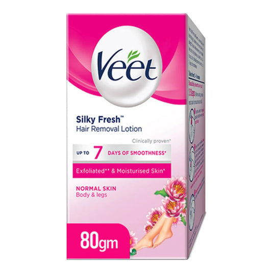 Veet Silky Fresh Hair Removal Lotion for Normal Skin with Moisturising Lotus Flower Extract Body & Legs, 80 g