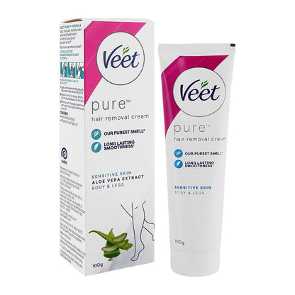 Veet Pure Hair Removal Cream for Sensitive Skin Body & Legs with Aloe Vera Extract, 100 g