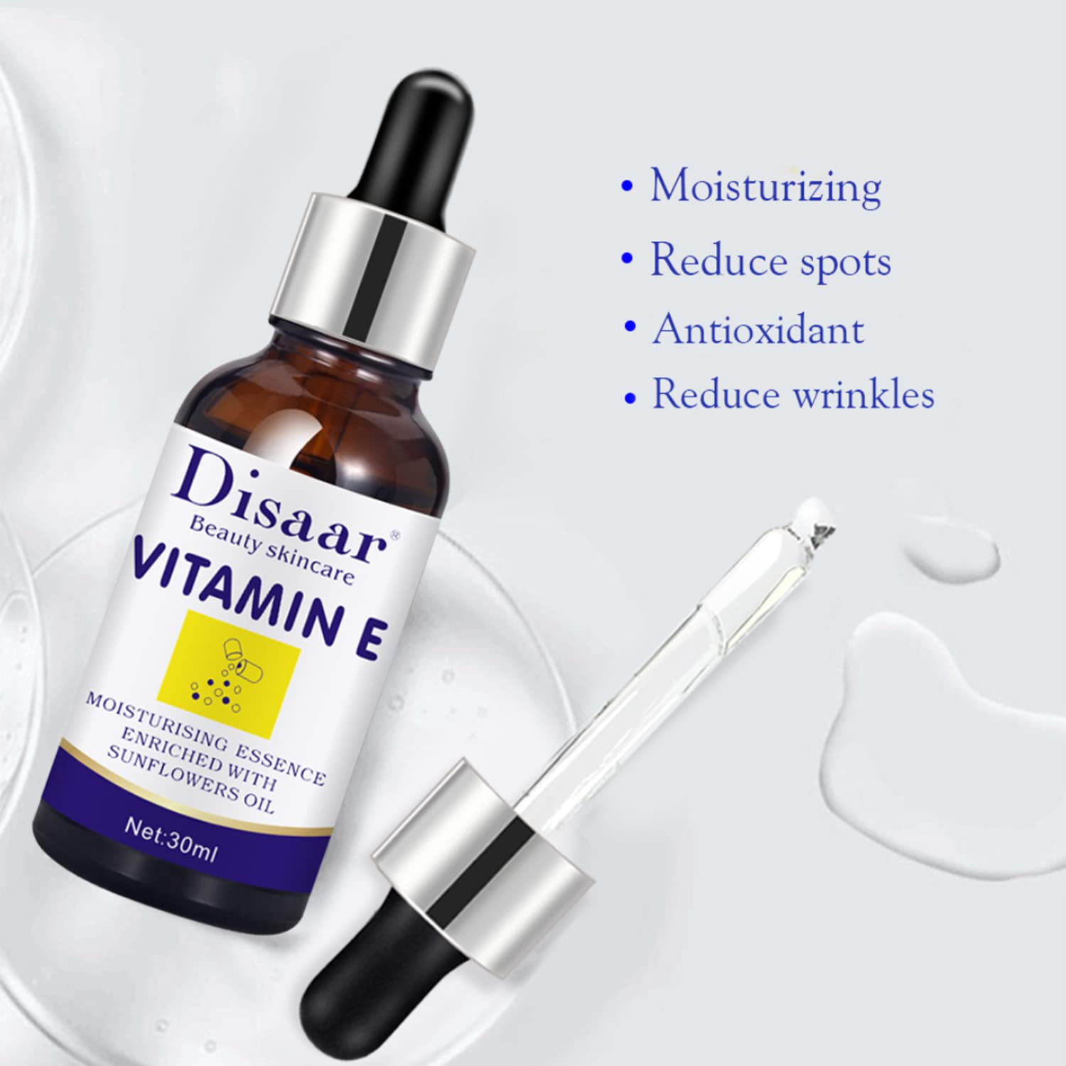 Disaar Beauty Skincare Vitamin E Moisturizing Essence Enriched With Sunflowers Oil for Anti-Wrinkles & Damaged Skin Repair, 30 ml