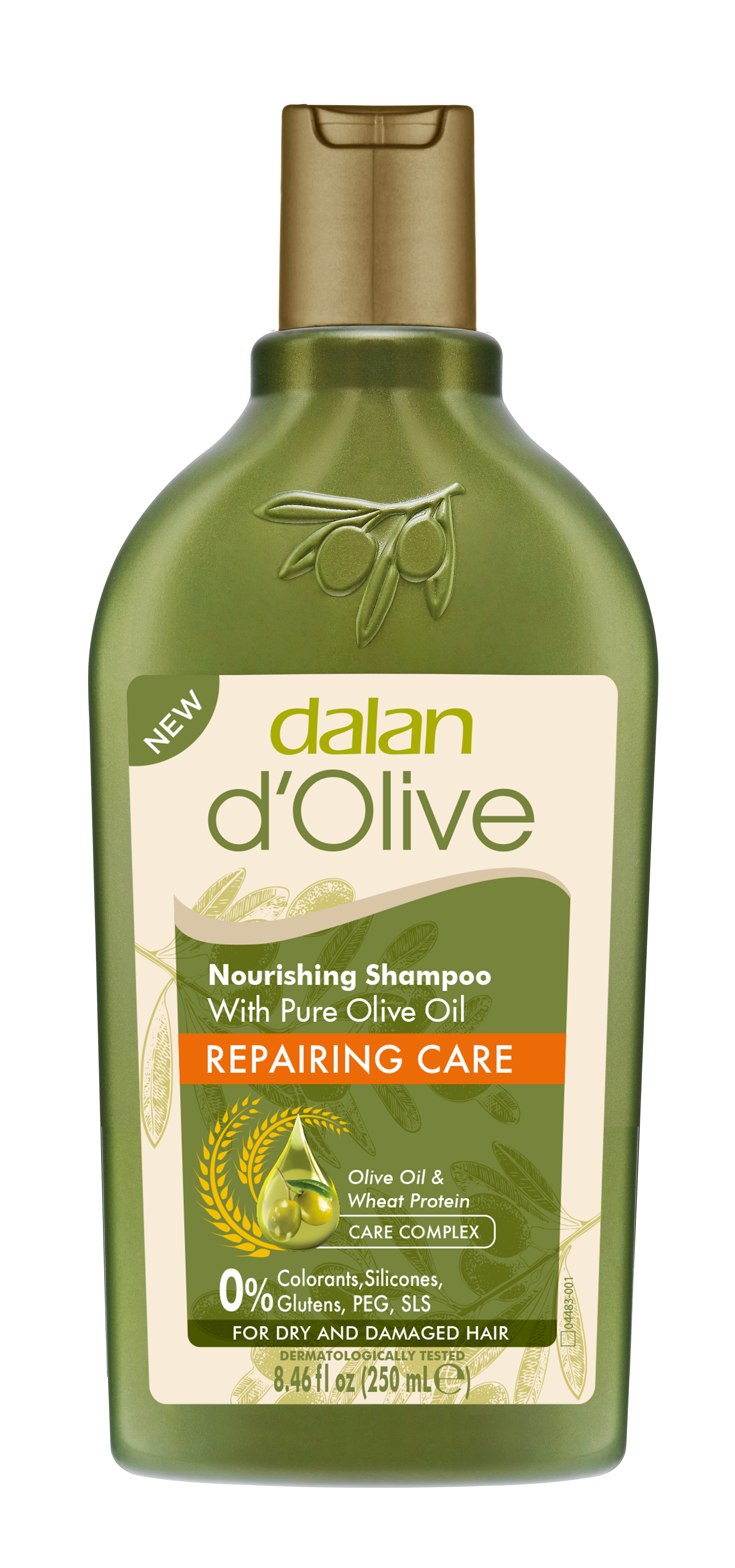 Dalan d'Olive Pure Olive Oil & Wheat Protein Care Complex Nourishing & Repairing Care Shampoo, 250 ml