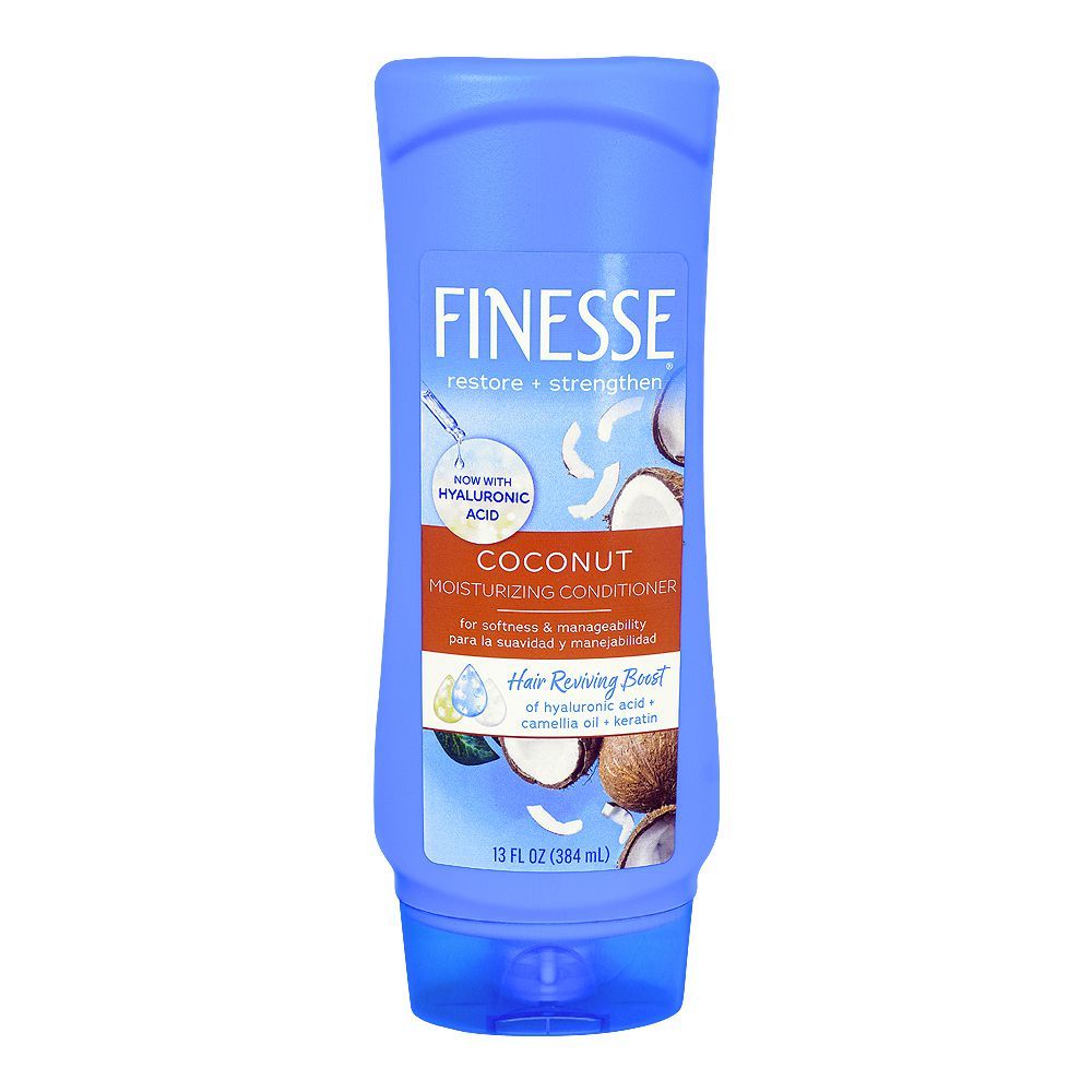 Finesse Restore + Strengthen Coconut Moisturizing Conditioner For Dry/Damaged/Stubborn Hair, 384 ml