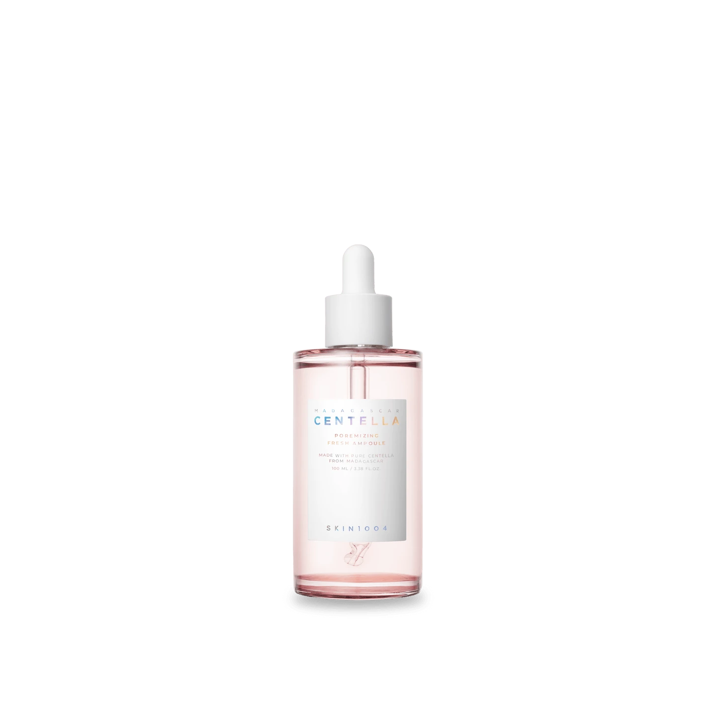 Skincare serum bottle with dropper on a white background