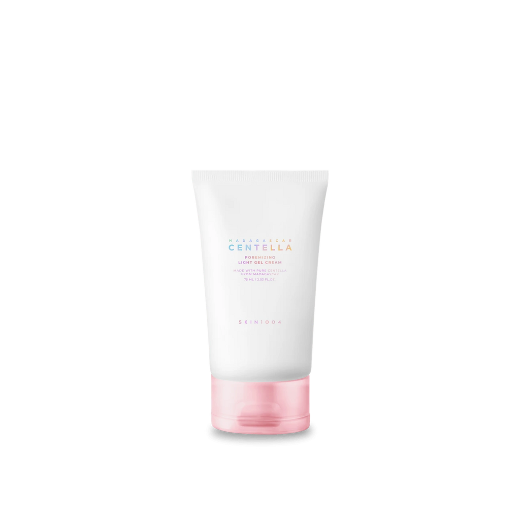 Skincare product with white container and pink base on a white background