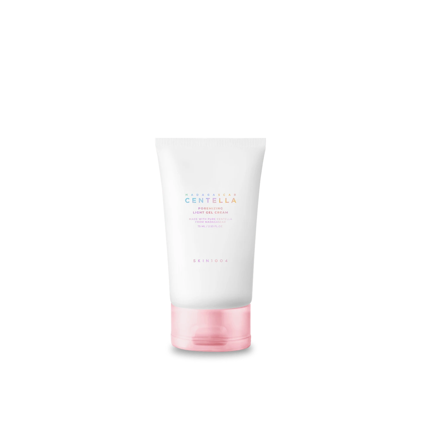 Skincare product with white container and pink base on a white background