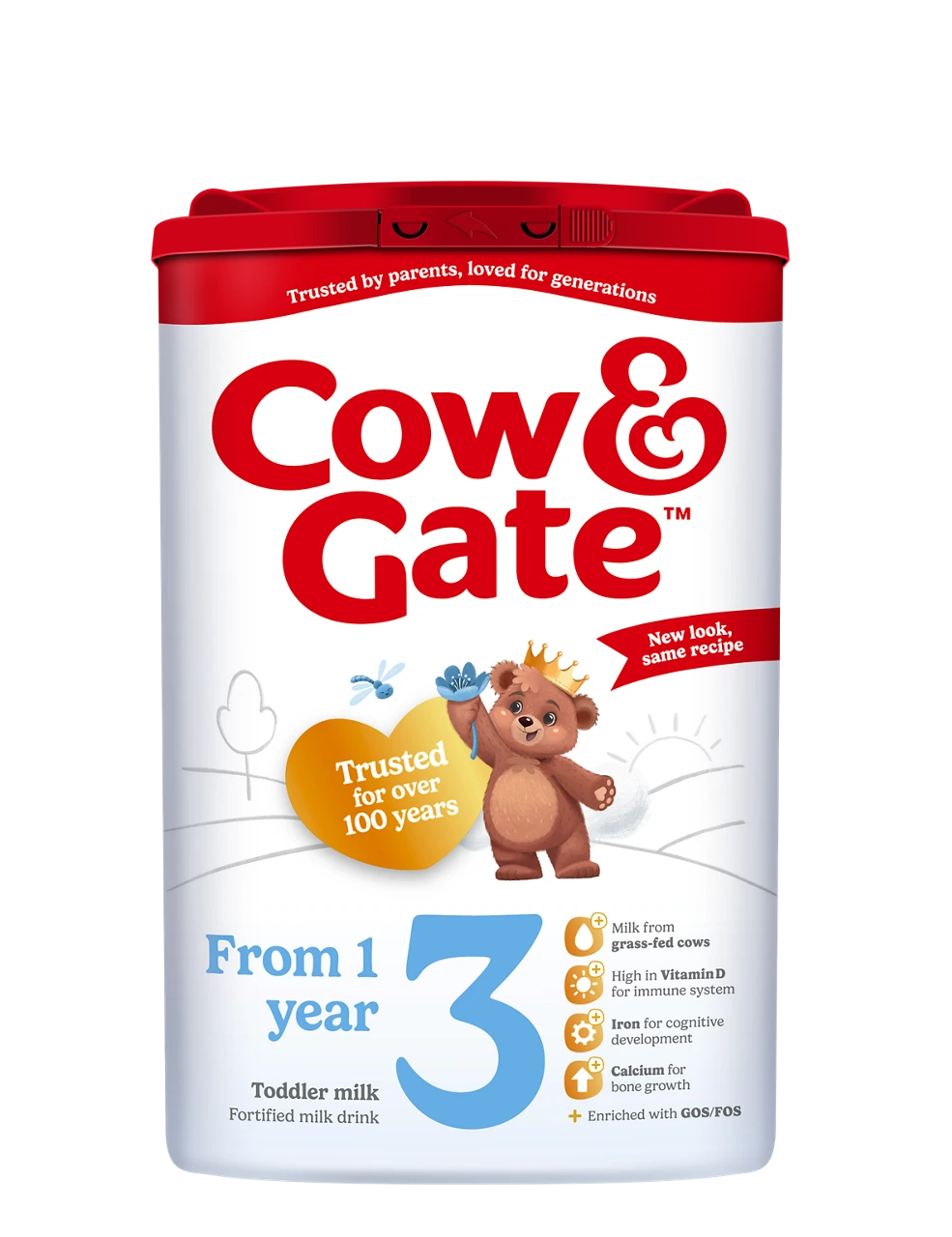 Cow & Gate toddler milk powder container on a white background