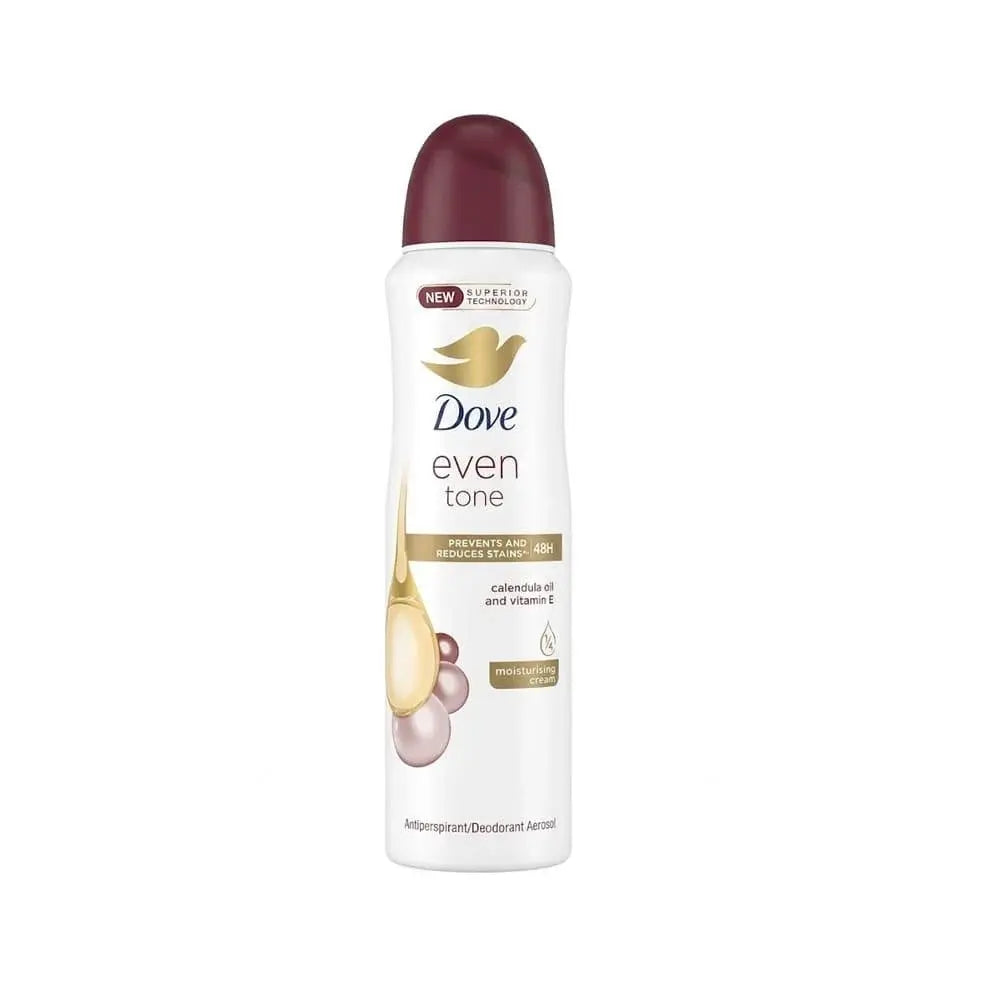 Dove Even Tone antiperspirant deodorant spray on a white background