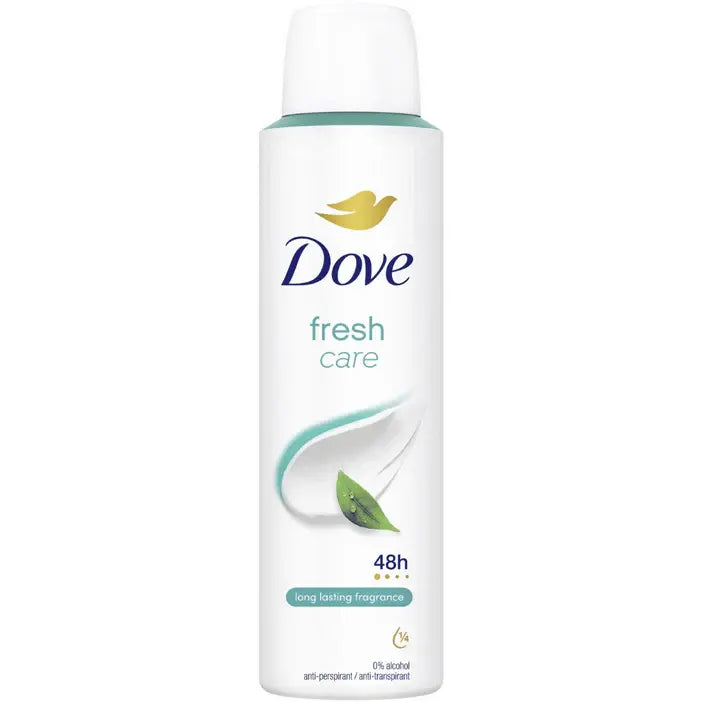 Dove fresh care deodorant bottle on a white background