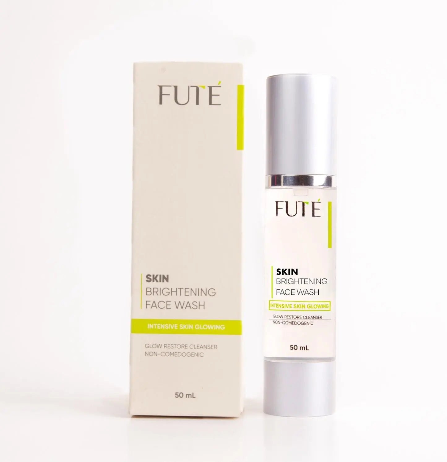 FUTE Skin Brightening Face Wash bottle and packaging on a white background