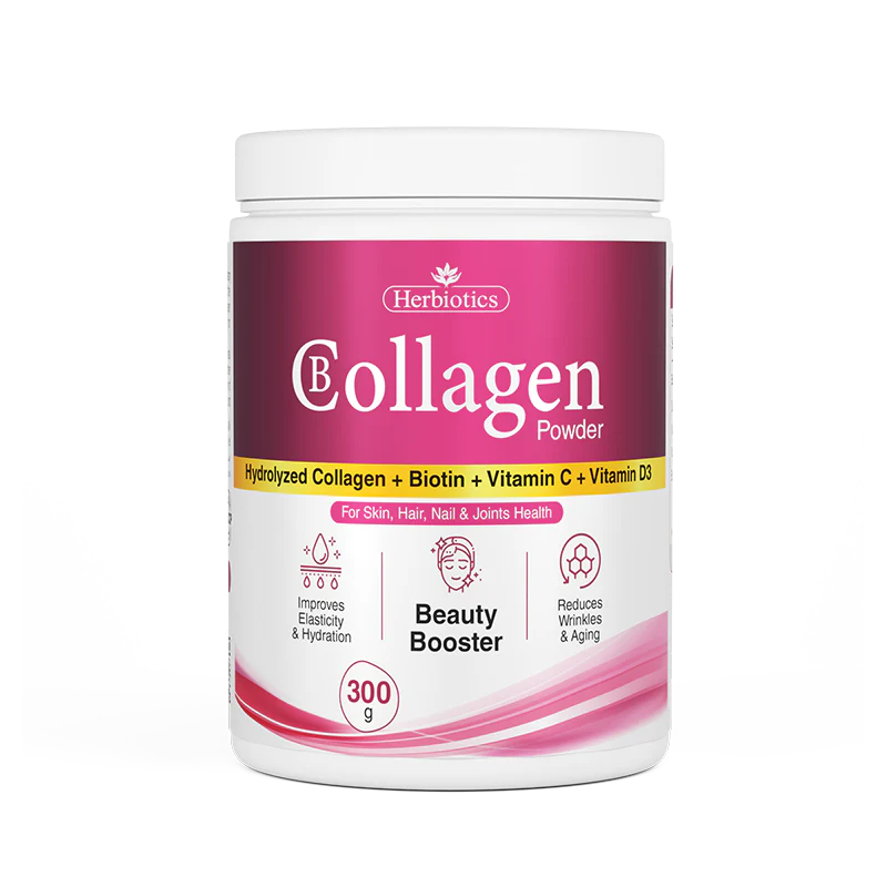 Herbiotics Collagen Powder container on a white background