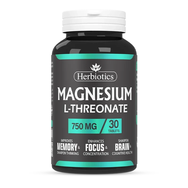 Herbiotics Magnesium L-Threonate supplement bottle on a white background