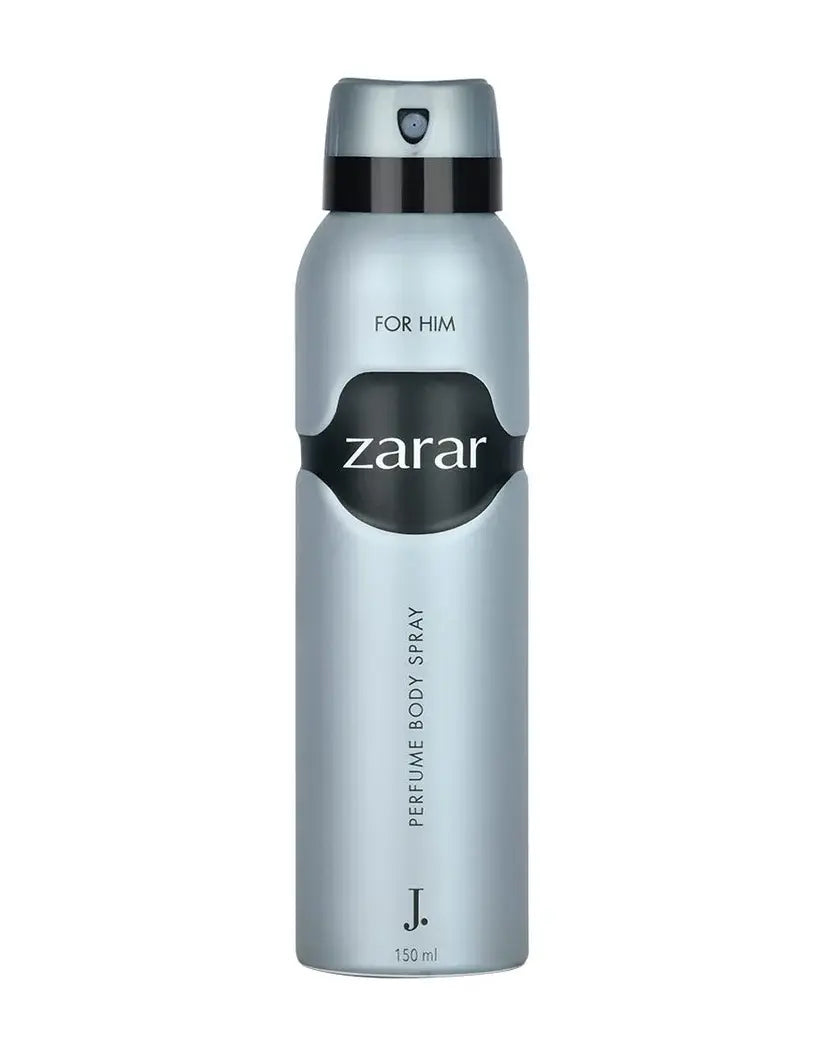 Zarar perfume body spray bottle on a white background