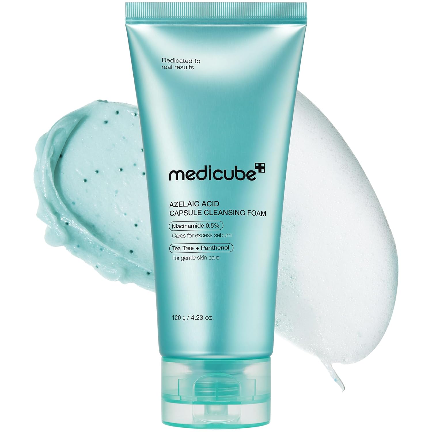 Medicube Azelac Acid Capsule Cleansing Foam with foam on a white background
