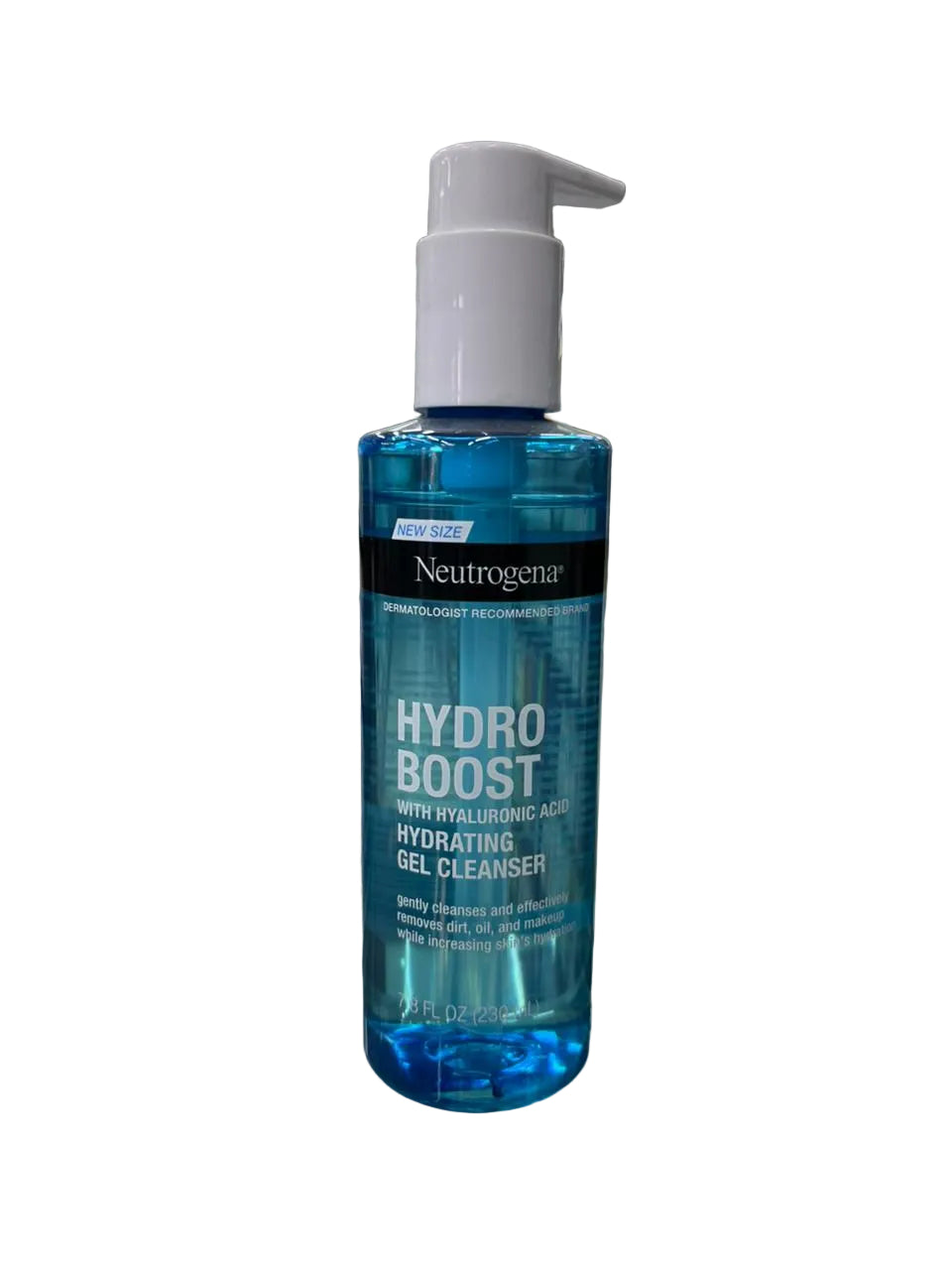 Neutrogena Hydro Boost gel cleanser bottle on a store shelf