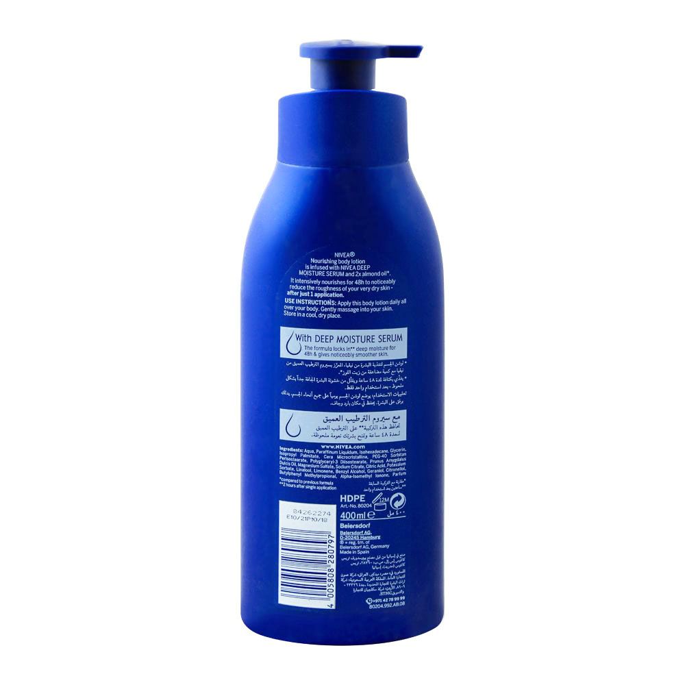 Nivea Nourishing Body Lotion, With Deep Moisture Serum, Dry To Very Dry Skin, 400 ml