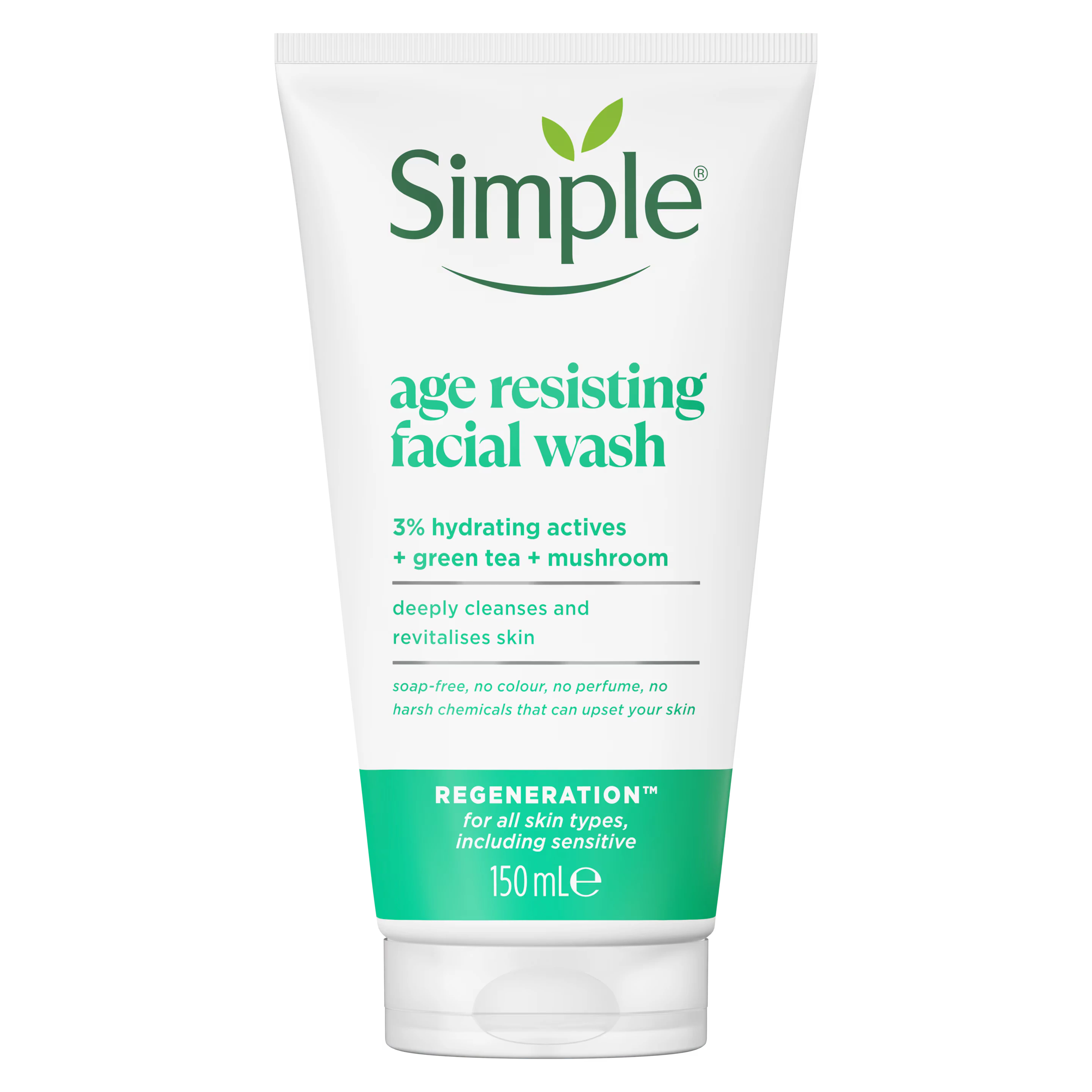 Simple age resisting facial wash tube on a white background