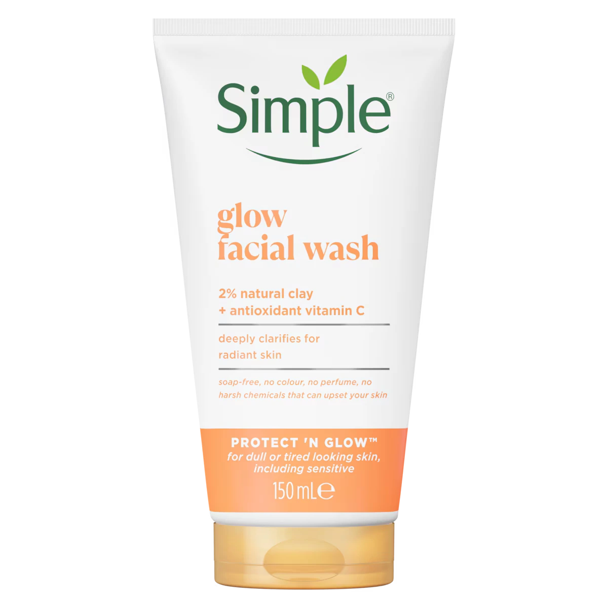 Simple Glow Facial Wash tube on a white background