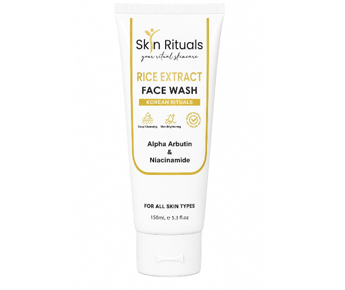 Tube of Skin Rituals Rice Extract Face Wash on a white background