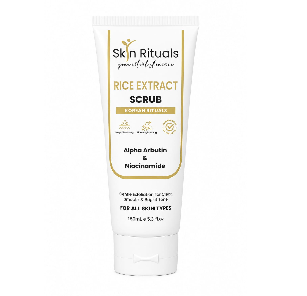 Tube of Skin Rituals Rice Extract Scrub on a white background