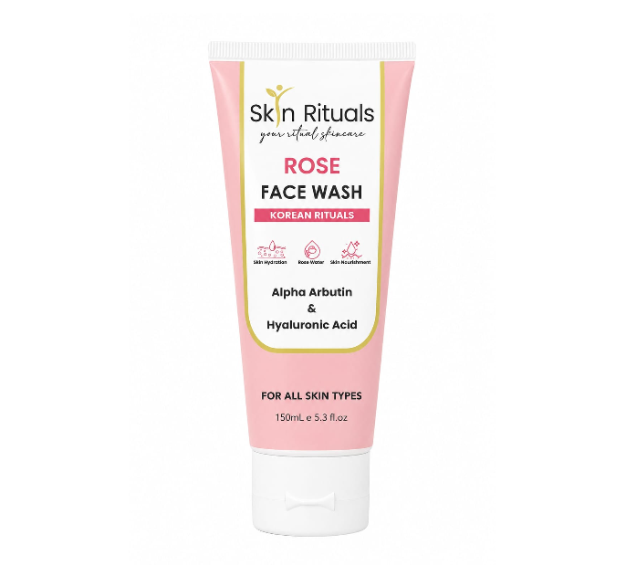 Tube of Skin Rituals Rose Face Wash on a white background