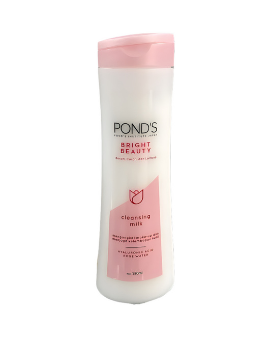 Pond's Bright Beauty Cleansing Milk With Hyaluronic Acid and Rose Water, 150 ml