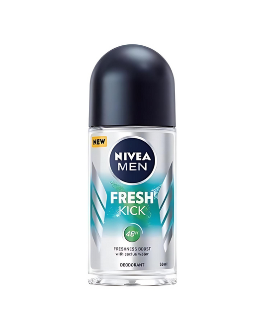 Nivea Men Fresh Kick 48h Freshness Boost Anti-Perspirant With Cactus Water Deodorant Roll-On, 50 ml