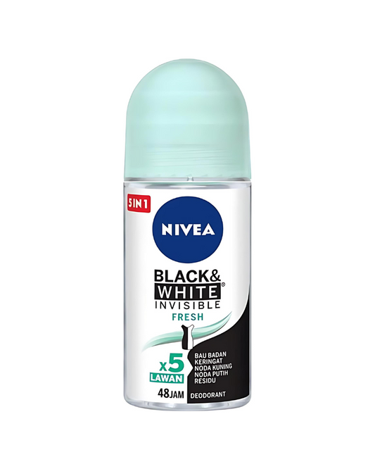 Nivea Black & White Invisible Fresh 48H Protection Deodorant Roll-On, 50 ml