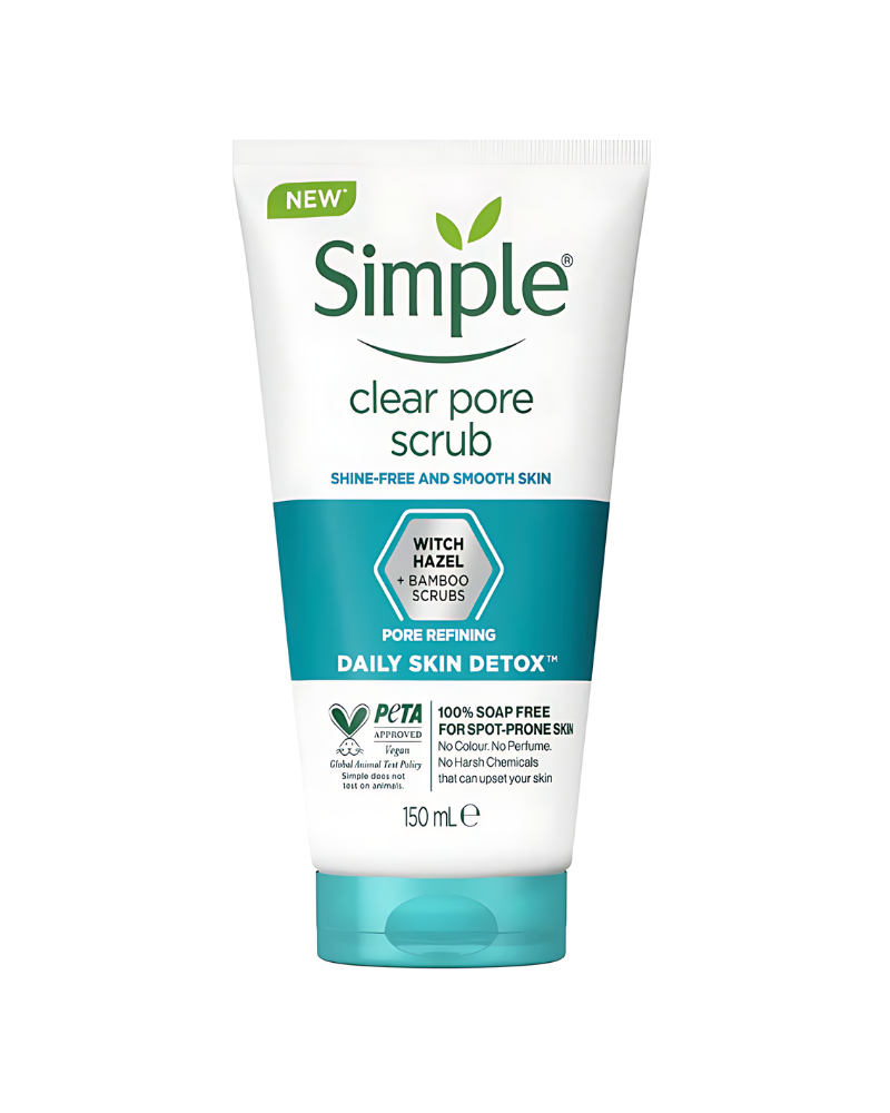 Simple Daily Skin Detox Clear Pore Scrub With Witch hazel & Bamboo Scrubs, 150 ml