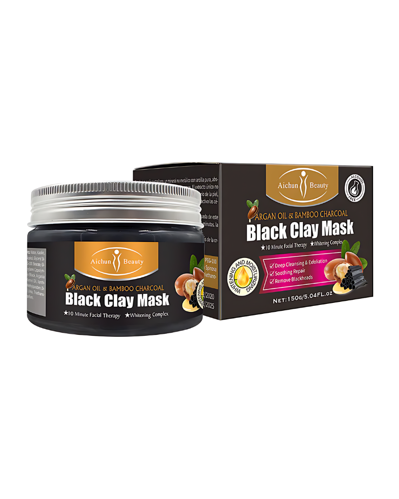 Aichun Beauty Argan Oil & Bamboo Charcoal Black Clay Mask, 150 ml