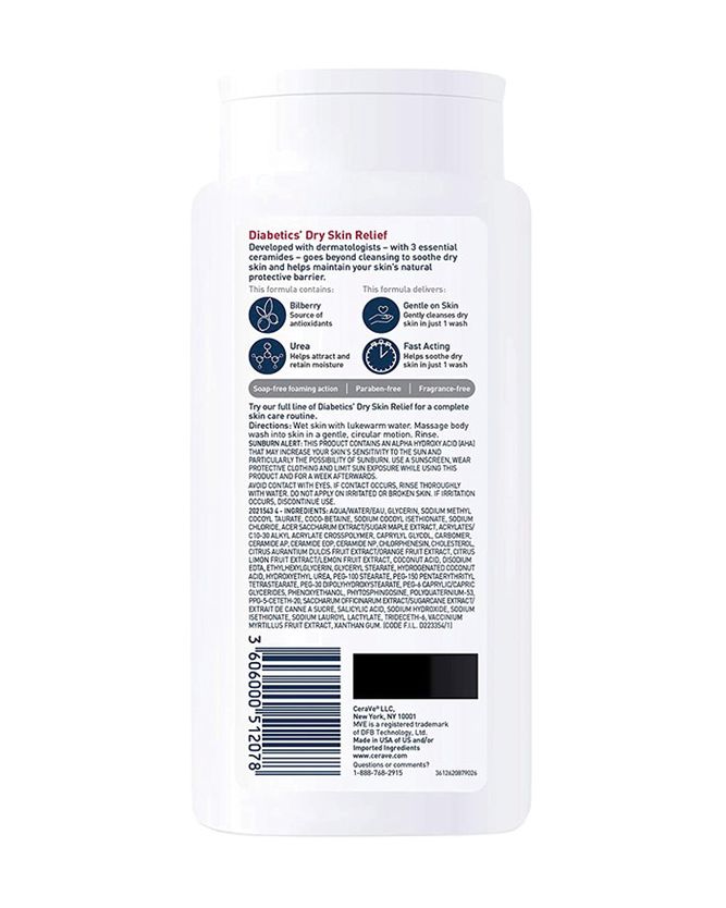 CeraVe Diabetics Dry Skin Relief Cleansing Wash, 295 ml