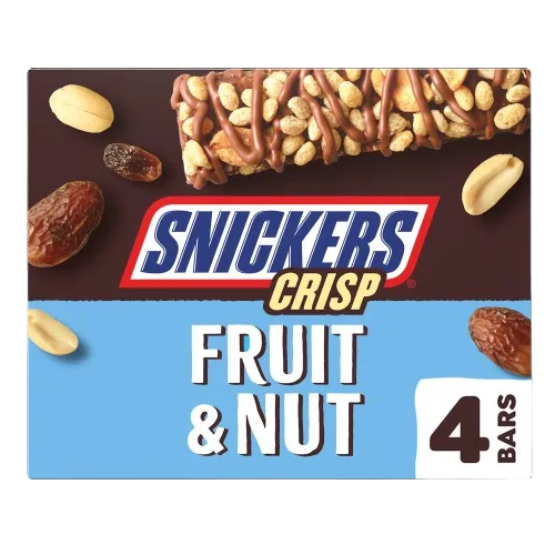 Snickers Crisp Fruit & Nut Chocolate, 4 Bars