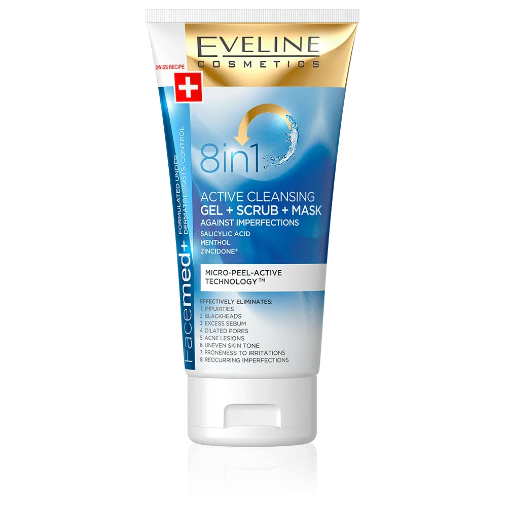 Eveline Facemed+ 8 in 1 Active Cleansing Gel Scrub Mask in Pakistan – Multi-Action Face Care