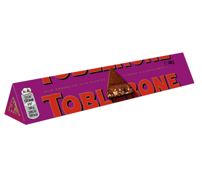 Toblerone Milk Chocolate with Raisins, 100g