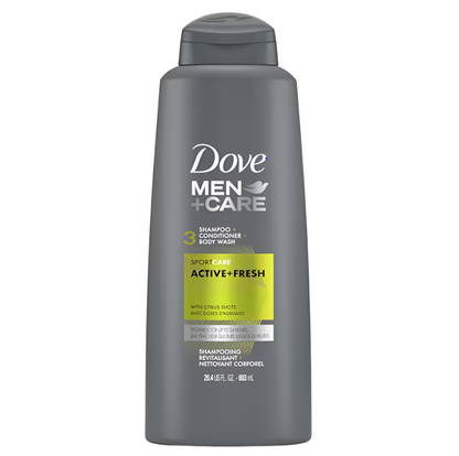 Dove Men+Care Sport Care Active + Fresh 3-in-1 Shampoo + Conditioner + Body Wash, 603 ml