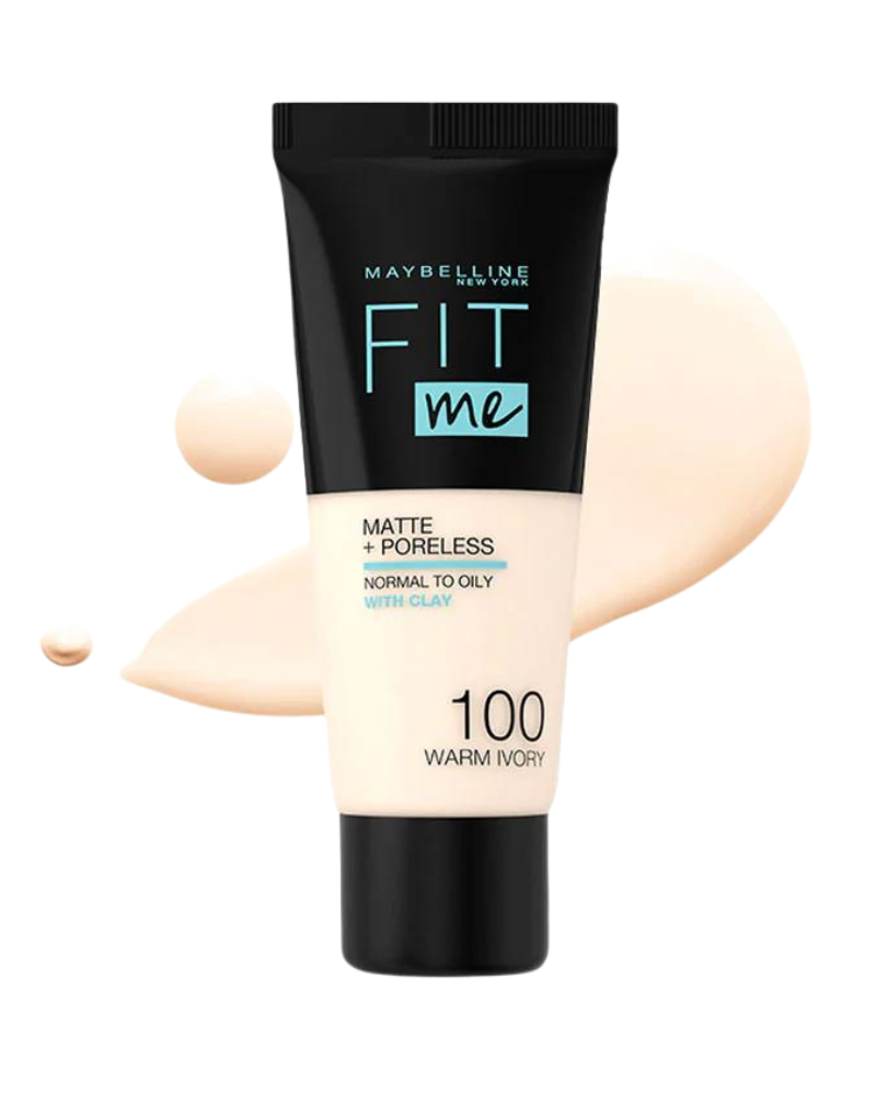 Maybelline Fit Me Matte + Poreless Liquid Foundation SPF 22 – 100 Warm Ivory (30ml)