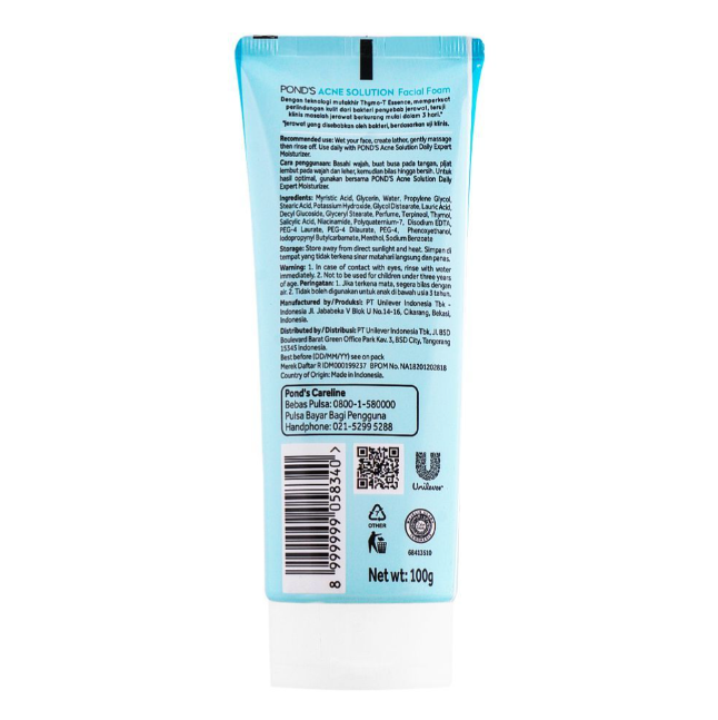 Pond's Acne Solution Facial Foam, 100 g
