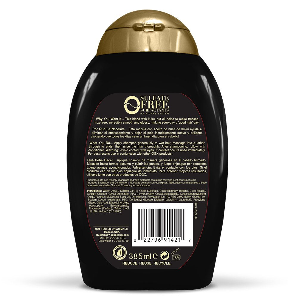 OGX Hydrate + Defrizz Kukui Oil Shampoo 385ml Backside