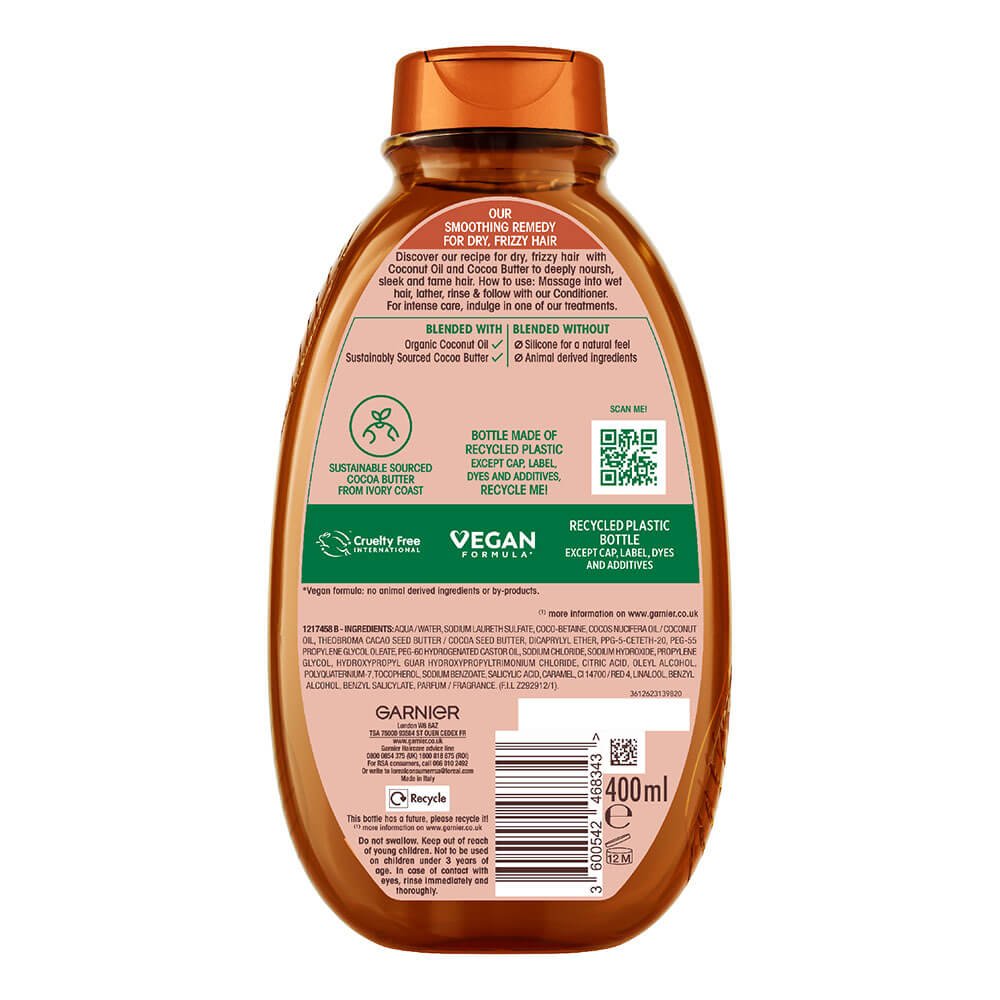 Garnier Ultimate Blends Cocoa Butter & Coconut Oil Shampoo, 400 ml