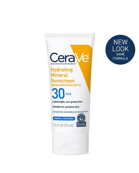 CeraVe Hydrating Mineral Sunscreen SPF 30 Face Lotion, 75 ml