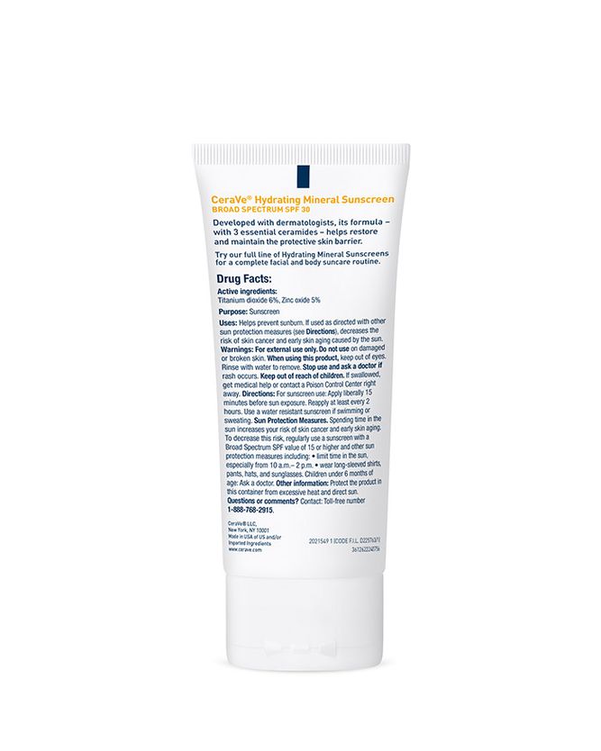 CeraVe Hydrating Mineral Sunscreen SPF 30 Face Lotion, 75 ml